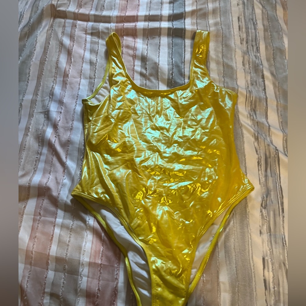 Yellow metallic, liquidated, aerobic/swimsuit